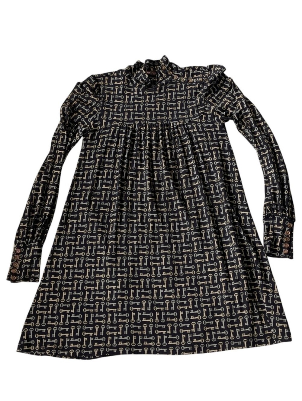 Women’s Juicy Couture Vintage Y2K Black And Gold Key Jersey Mini Dress Small